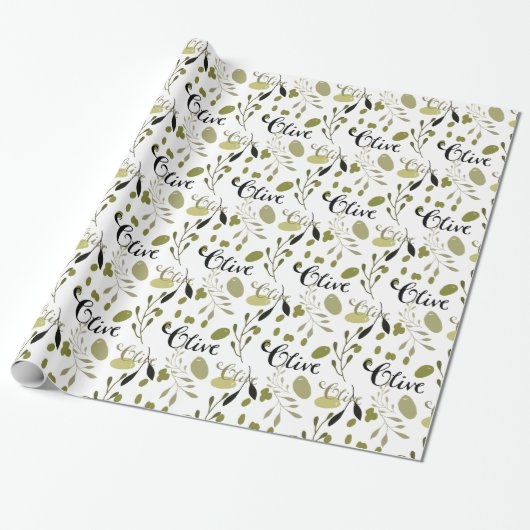 Groene Zwarte Olijven Bruidsdouche Cadeaupapier (Uitgerold)