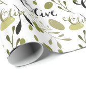 Groene Zwarte Olijven Bruidsdouche Cadeaupapier (Rol Hoek)