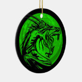 Groene zwarte rottendraak rond versiering keramisch ornament (Rechts)