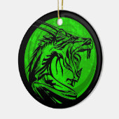 Groene zwarte rottendraak rond versiering keramisch ornament (Links)