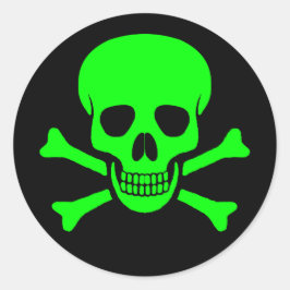 Groene & Zwarte Schedel & Kruisbeenderen Sticker