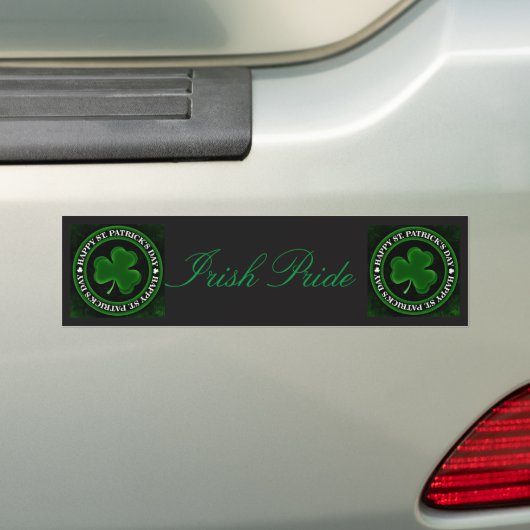 Groene/zwarte Shamrock St Patrick's Day Irish Prid Bumpersticker (Op auto)
