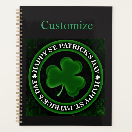 Groene/zwarte Shamrock St Patrick's Day Irish Prid Planner (Voorkant)