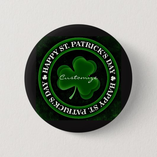 Groene/zwarte Shamrock St Patrick's Day Irish Prid Ronde Button 5,7 Cm (Voorkant)