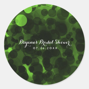 Groene & Zwarte Stippen Modern Chique Feest Favor Ronde Sticker