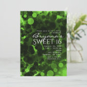 Groene & Zwarte Stippen Modern Chique Feest Uitnod Kaart (Staand voorkant)