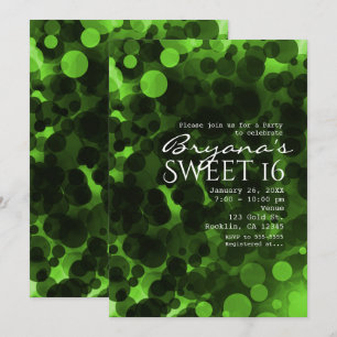 Groene & Zwarte Stippen Moderne Chic Feest Uitnodi Kaart