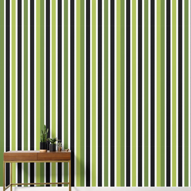 Groene Zwarte Strepen Behang (Hal)