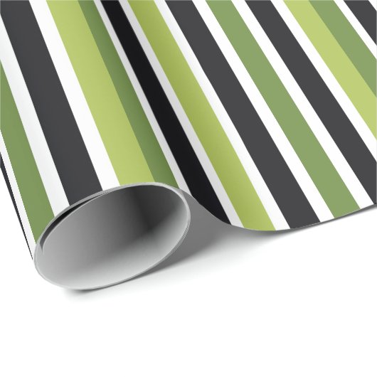 Groene Zwarte Strepen Cadeaupapier (Rol Hoek)