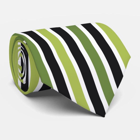 Groene Zwarte Strepen Stropdas (Opgerold)