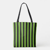 Groene zwarte verticale streep-halloween tote bag (Achterkant)