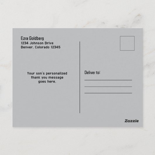 Groene Zwarte Videospel Gamer Bar Mitzvah Dank je  Briefkaart (Achterkant)