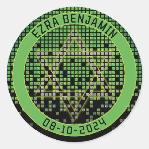 Groene Zwarte Videospel Gamer Bar Mitzvah Ronde Sticker