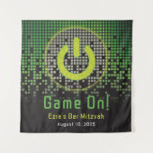 Groene Zwarte Videospel Gamer Bar Mitzvah Wandkleed (Voorkant (horizontaal))