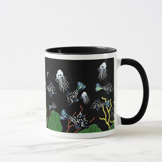 Groene zwarte vis Jellyfish Coral Mok (Rechts)