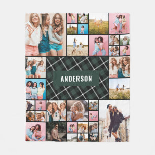 Groene zwarte vlecht moderne minimale pampas 34 fo fleece deken