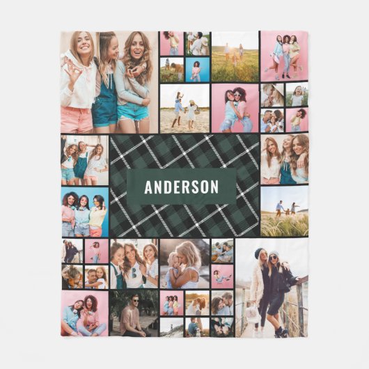 Groene zwarte vlecht moderne minimale pampas 34 fo fleece deken (Voorkant)