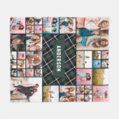 Groene zwarte vlecht moderne minimale pampas 34 fo fleece deken (Voorkant (Horizontaal))