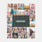 Groene zwarte vlecht moderne minimale pampas 34 fo fleece deken (Voorkant)