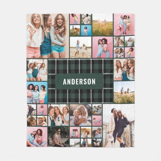 Groene zwarte vlecht moderne minimale pampas 34 fo fleece deken (Voorkant)