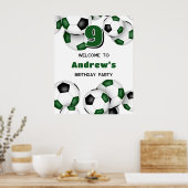 Groene zwarte voetbal jongens meisjes verjaardagsf poster (Keuken)