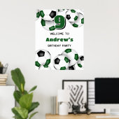 Groene zwarte voetbal jongens meisjes verjaardagsf poster (Thuiskantoor)