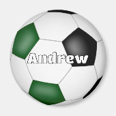 Groene zwarte voetbal thema aangepaste naam magneet (Voorkant)