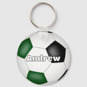 Groene zwarte voetbal thema aangepaste naam sleutelhanger (Voorkant)