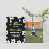 Groene zwarte voetbaldag met foto kaart (Staand voorkant)