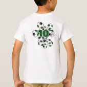 Groene zwarte voetballen kinder naam t-shirt (Achterkant)