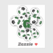 groene zwarte voetbalstickers met monogram sticker (Vel)
