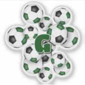 groene zwarte voetbalstickers met monogram sticker (Voorkant)