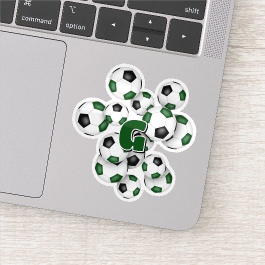 groene zwarte voetbalstickers met monogram sticker (Detail)