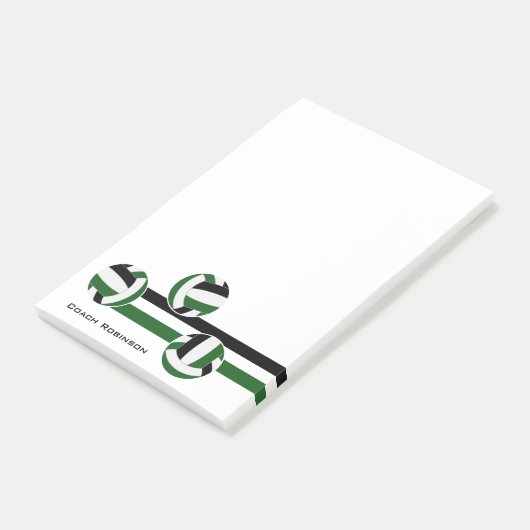 groene zwarte volleybals strepen coach naam post-it® notes (Schuin)