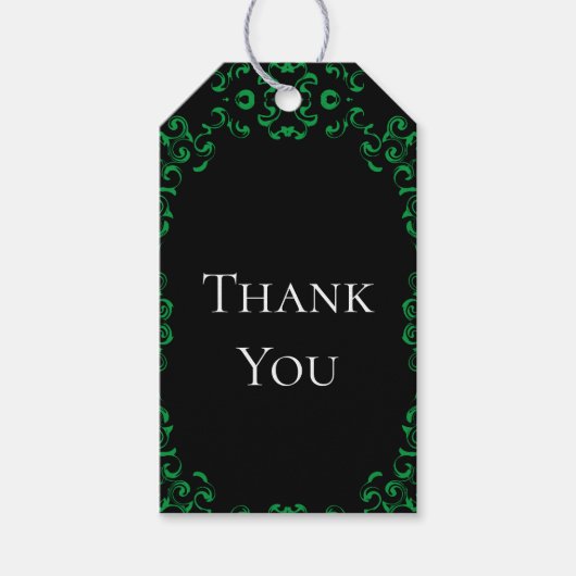 Groene Zwarte Wervelende Trouw Cadeaulabel (Voorkant)