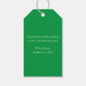 Groene Zwarte Wervelende Trouw Cadeaulabel (Achterkant)