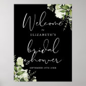 Groene Zwarte Witte Bruiloftsbruid Shower Welkomst Poster (Voorkant)