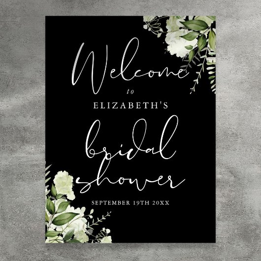 Groene Zwarte Witte Bruiloftsbruid Shower Welkomst Poster