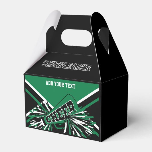 Groene, Zwarte, Witte Cheerleader Bedankdoosjes (Voorkant Zijde)