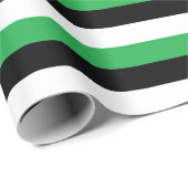 Groene zwarte witte strepen cadeaupapier (Rol Hoek)