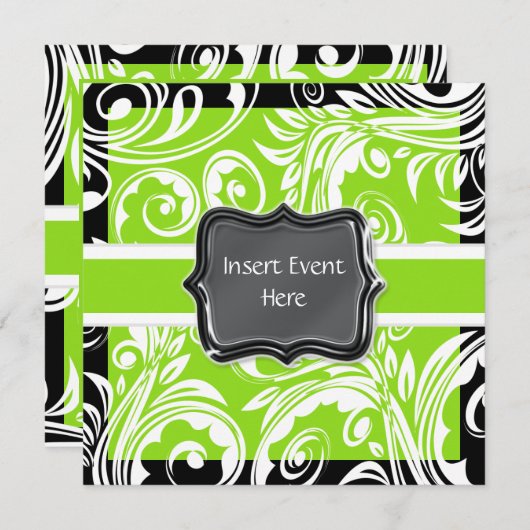 Groene zwarte witte verloving bruiloft kaart (Voorkant / Achterkant)