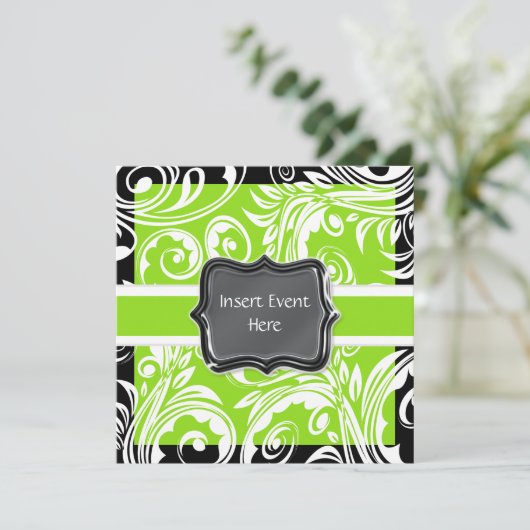 Groene zwarte witte verloving bruiloft kaart (Staand voorkant)