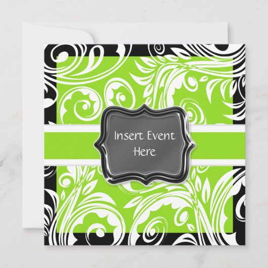 Groene zwarte witte verloving bruiloft kaart (Voorkant)