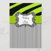 Groene zwarte Zebra Stripes Weddenemerkaart Menu (Voorkant)