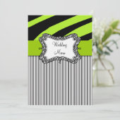 Groene zwarte Zebra Stripes Weddenemerkaart Menu (Staand voorkant)