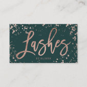 Groene zweepslagen script roos gouden confetti spl visitekaartje (Voorkant)