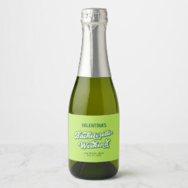Groene zwembadfeest Bruidsmeisje Champagne Label Sparkling Wijnetiket