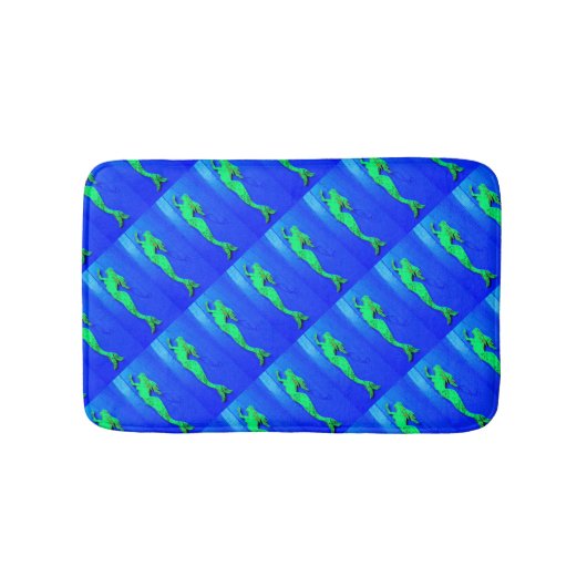 groene zwemblazen in blauw zee badmat (Voorkant)