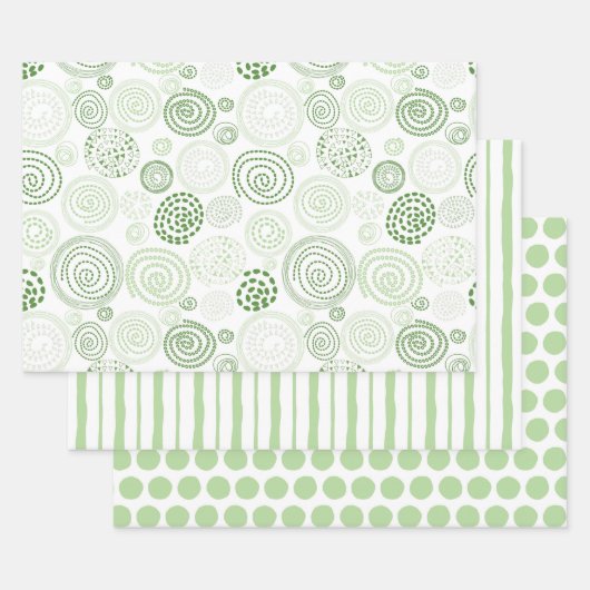 Groene Zwemmen Stripes en Stippen Inpakpapier Vel (Set)
