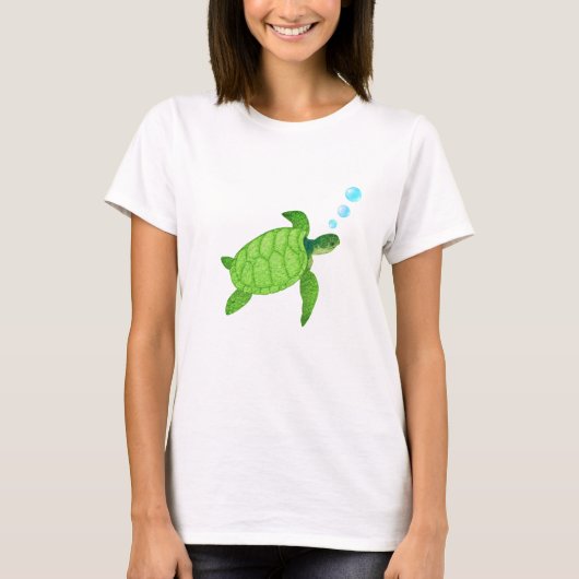 Groene zwemmende zeeschildpad t-shirt (Voorkant)
